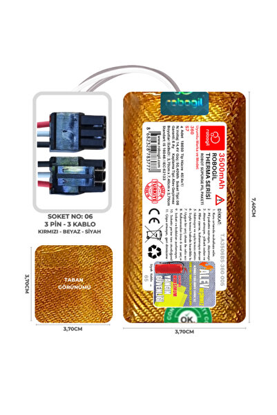 ROBOGİL 360 S7 3500mAh Therma Uyumlu Robot Süpürge Bataryası T.A3506BS-360-005