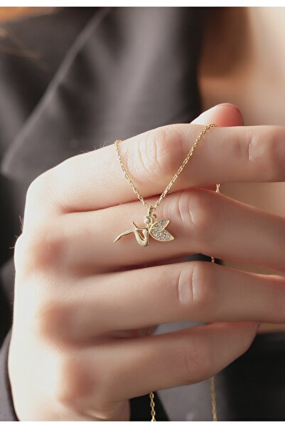 LİNOVE JEWELLERY Gümüş Peri Kolye, 925 Ayar Gümüş Üzeri 14K Altın Kaplama Kol...