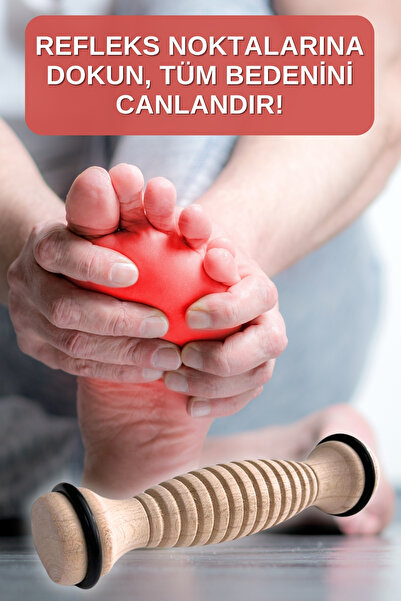 EM AMANOS BEAUTY Ahşap Ayak Masaj Rulosu - Wood Foot Roller - Stresi Azaltır ve Rahatlama Sağlar