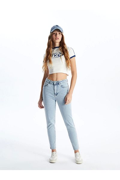 LC Waikiki LCW Jeans Indigo Slim Mom Γυναικείο Jean Παντελόνι