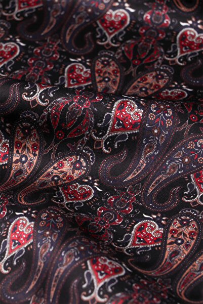 Bursa İpek Ανδρικό μεταξωτό κασκόλ με κόκκινο σχέδιο