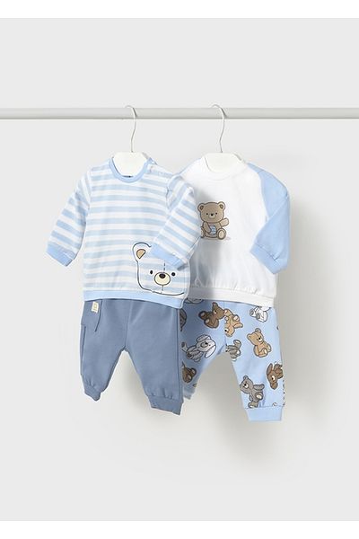 MAYORAL Light Blue Baby Boys Clothing Set 4 Piece Top-Bottom Suit Set