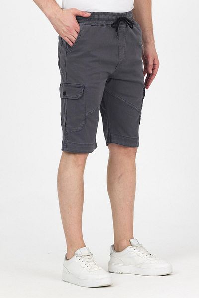 DAMGA JEANS Men's Elastic Waist Summer Sports Cargo Pocket Smoked Capri Shorts