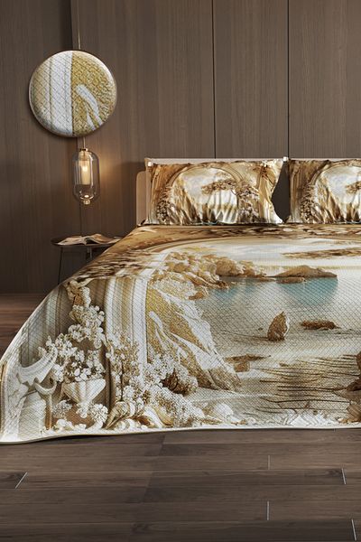 MonoHome Pique Set Cotton Double Jacquard Woven Bedspread Castle
