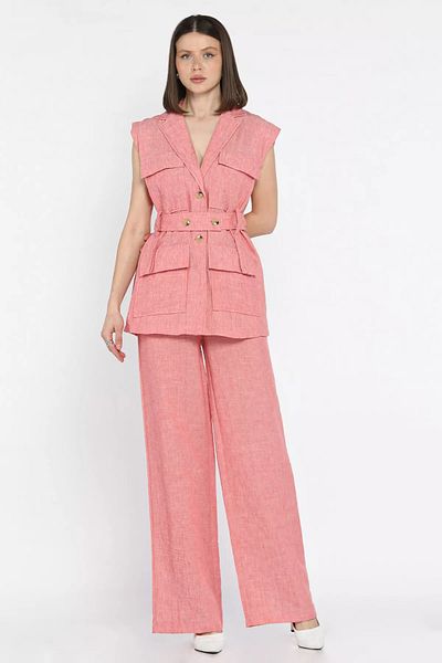 GÜLSELİ Koyusomon Women's Waist Belted Vest Trousers Set of Two