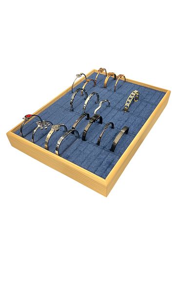STAND MARKET لوحة عرض سوار المشبك بإطار خشبي (34,5x24,5x4,5 سم) خشب أزرق داكن