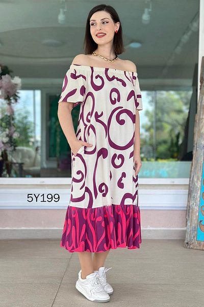 İnce Topuk Madonna Collar Viscose Dress 5Y199