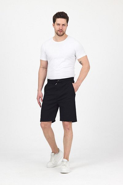 DAMGA JEANS Ανδρικό ελαστικό μέσης Loose Leg Basic Μαύρο φαρδύ σορτς