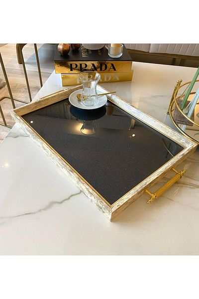Mirsa Global Glitter Tea Tray, Luxury Tea Tray, Presentation Tray