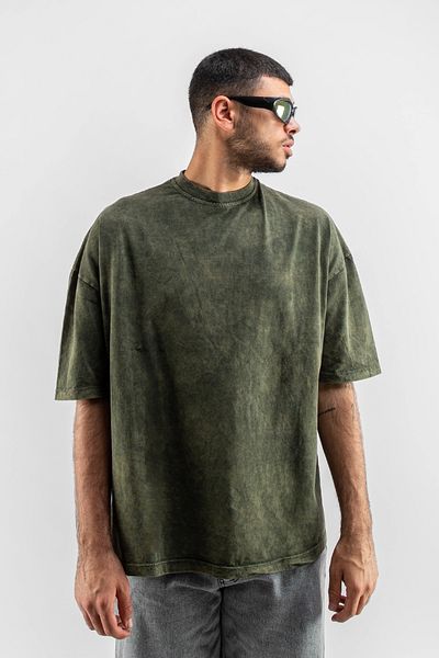 Sekizbiraltı Πράσινο Oversize Unisex T-Shirt - Πλενόμενο Basic Μοντέλο