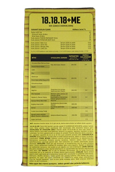 GÜBRETAŞ 18-18-18 Mikro Elementli Azot Fosfor Potasyum Ağaç Bitki Meyve Sebze Çiçek Npk Gübresi 1 Kg