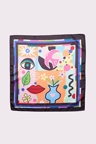 NOTHING Colorful Patterned Satin Scarf