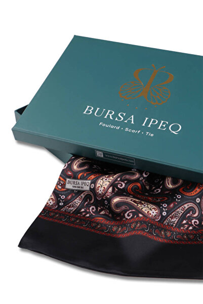 Bursa İpek Ανδρικό μεταξωτό κασκόλ με μοτίβο Tan