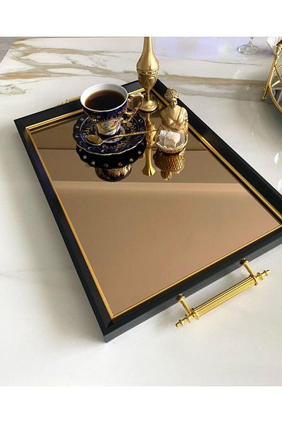 Mirsa Global Mirrored Tray, Luxury Tea Tray, Presentation Tray, Engagement Tray, Tea Coffee Presentation Tray