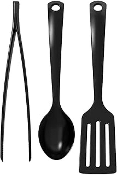 STOREMAX Acelya Gnarp Kitchen Utensils Set, Black (3 Pieces) Star Shop Trend 1058548