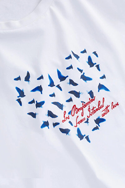 LES BENJAMINS Tricou imprimat 100% bumbac, croi boxy, cu decolteu rotund T SHİRT LB25SSUNLFUTS