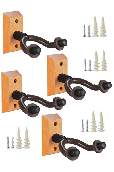 Chroma Gitar Bağlama Ukulele Duvar Askısı Standı 4 Adet Ahşap Yüzey + Dübel v...