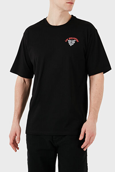 LES BENJAMINS Tricou cu decolteu rotund din bumbac cu imprimeu pentru bărbați...