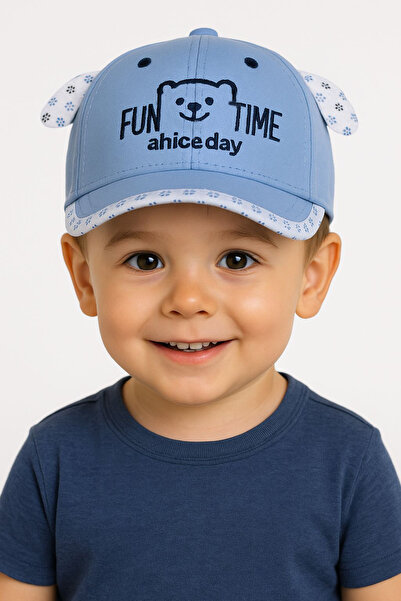 Baby Hat 0-36 Months | Summer Cotton Cap with Ears | Fun Time Pattern Baby Boy Hat