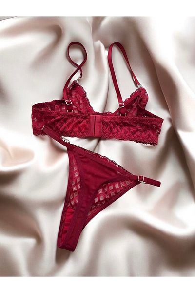 LİBELLA İÇ GİYİM Set de sutien cu tanga elegant din 2 piese, cu model roșu, cu sârmă
