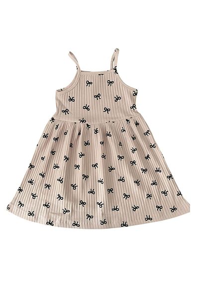 BY-GRİ By-Grey Mini Girl's Dress with Ribbon Straps
