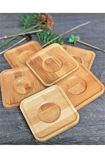 Mu Art Mta High-Tech 6 Pieces Bamboo Coasters, Teacup Coasters, Square Bamboo Teacup Coasters,
