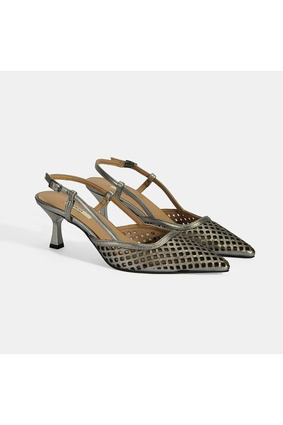 Desa Women's Perforated Metallic Leather Slingback Shoes