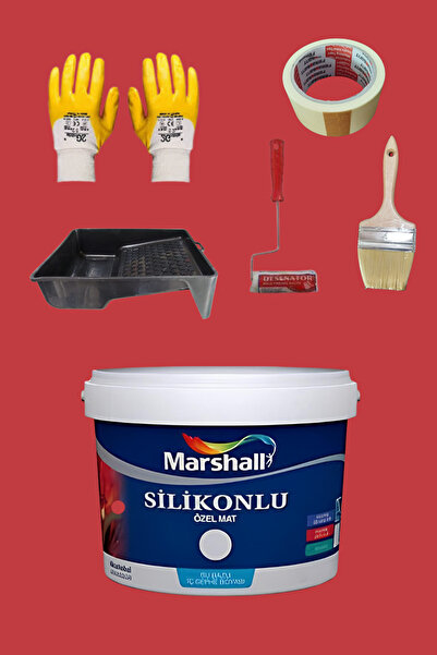 Marshall 5'li Set Silikonlu Özel Mat Duvar Boyası Elma Şekeri 50 Çeşit Renk 2.5lt