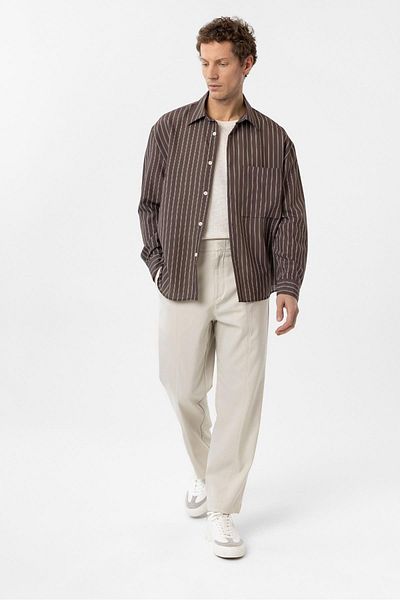 Antioch Brown Relax Fit Striped Men's Shirt