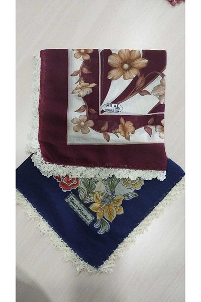 Papatyam Hand Work 2 Pcs Crochet Embroidered Writing/Crochet Writing/Vintage/Dowry Yemeni/100X100/Cotton