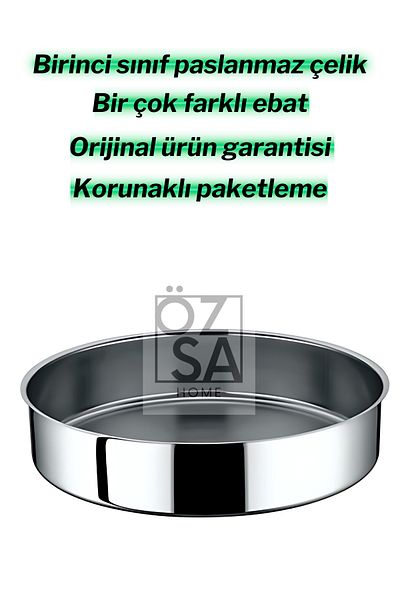 ÖzSa Home Stainless Steel Double Baking Tray Set Baklava Pastry Tray Round Baking Tray Set