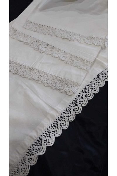 Papatyam Hand Knitted Crochet 1 Piece (200X100) 1 Piece (140X100) 1 Piece (100X40) Double Sided Pillow/Dowry Lace