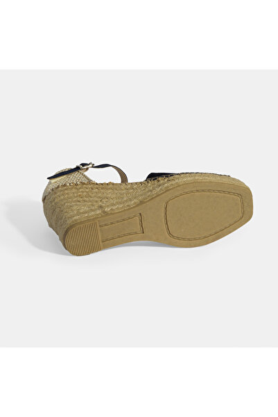 Desa Espadrile din piele intoarsa cu toc cu pană, albastru bleumarin, cu cataramă