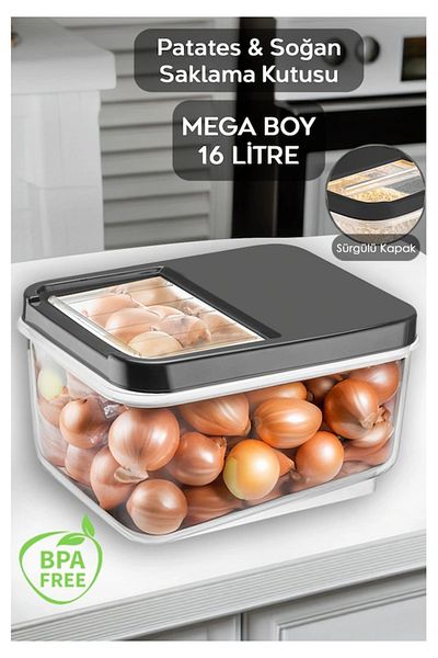 SAVLAR Sliding Lid Crisper Potato Onion Vegetable Storage Container Food Storage Container Anthracite 16 L