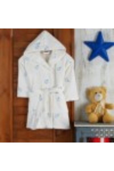 Hobby Halat de baie cu broderie și glugă pentru copii, 100% bumbac, 5-6 ani, marin