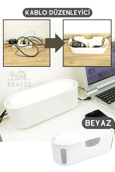 BRAVES White Cable Organizer Practical Cable Management Tool