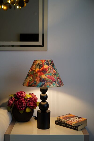 retro home design Özel Siyah Ayaklı Tavus Kuşu Kadife Kumaşlı Konik Dekoratif...