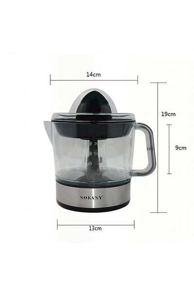 SOKANY Je-623d Citrus Juicer, 45w, 0.7l, 2 Cones, Black/stainless Steel