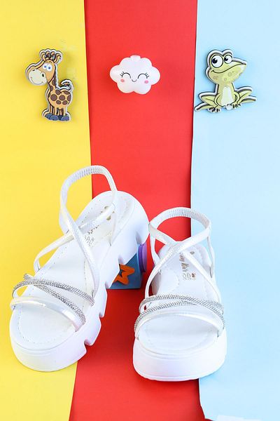 Moda Lime Girl's Wedge Heel Double Stripe Stone Suitable for Daily Foot Anatomy Comfortable Sports Sandals Slippers