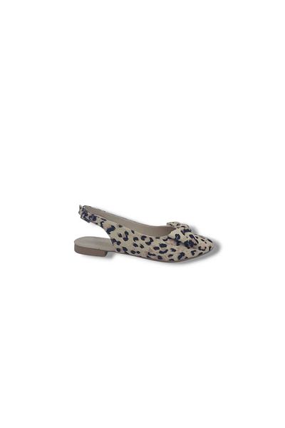 Zerhan 200 Pantofi de balerină cu fundă din piele cu model leopard cu spatele deschis