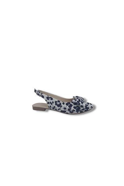 Zerhan 200 Pantofi de balerină cu fundă albă cu model leopard pentru femei