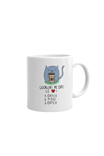 OEM Εξατομικευμένη λευκή κούπα Γάτες και καφές, INOVATIX®. 330ml