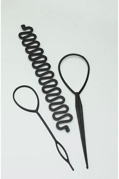 İnDerin Black Hair Knitting and Styling Practical Bun Buckle Apparatus Set of 3