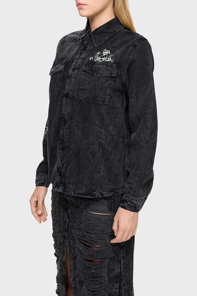 LES BENJAMINS Cotton Regular Fit Pocket Denim Shirt Shirt Lb24Fweapfush