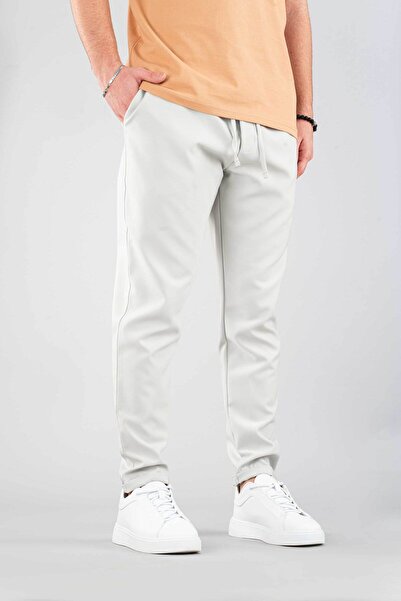 bombe Men's Gray Casual Boyfriend Elastic Waist Drawstring Cotton Jogger Pants