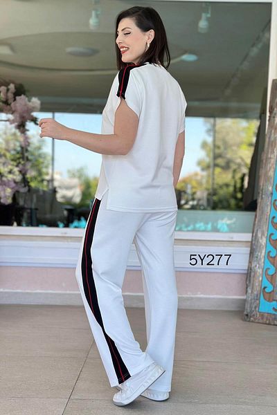 İnce Topuk Modal Fabric Suit with Bat Sleeve Piping 5Y277