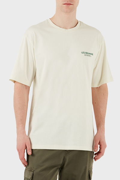 LES BENJAMINS Ανδρικό μπλουζάκι με στάμπα, χαλαρή εφαρμογή, βαμβακερό λαιμόκοψη T SHIRT LB25SSUNLMUTS