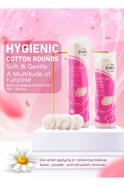 Enjoy Cotton Round Pads 80pcs – Soft, Lint-Free & Hypoallergenic for Makeup & Skincare