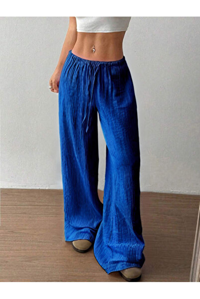 MOONBULL Women's Wrapped Fabric Waist Tied Woven Wide Leg Pants