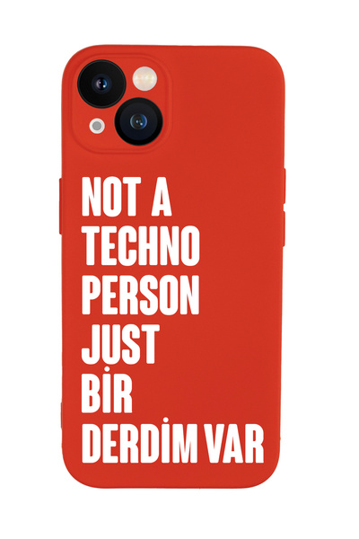 mooodcase iPhone 13 Uyumlu Not Techno Person Just Bir Derdim Var Desenli Telefon Kılıfı